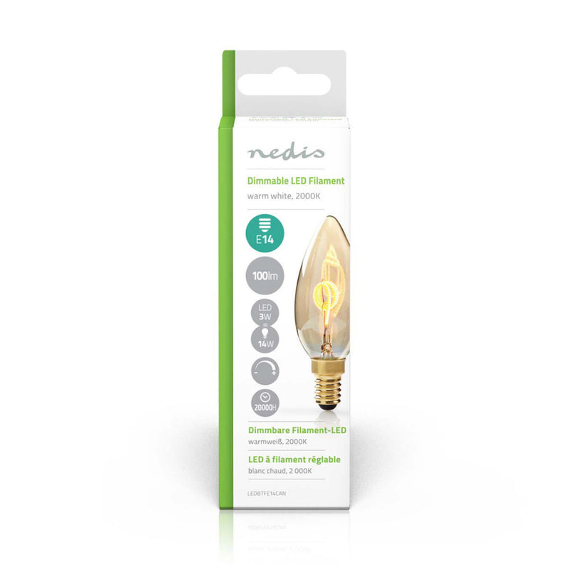 Nedis LEDBTFE14CAN Dimbare Vintage Led-gloeilamp E14 Kaars 3 W 100 Lm