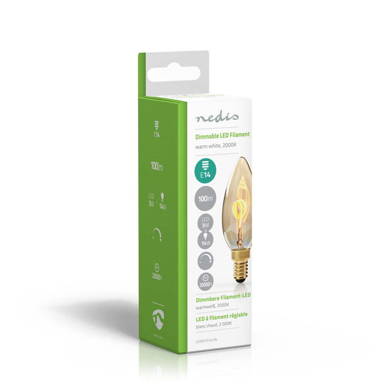 Nedis LEDBTFE14CAN Dimbare Vintage Led-gloeilamp E14 Kaars 3 W 100 Lm