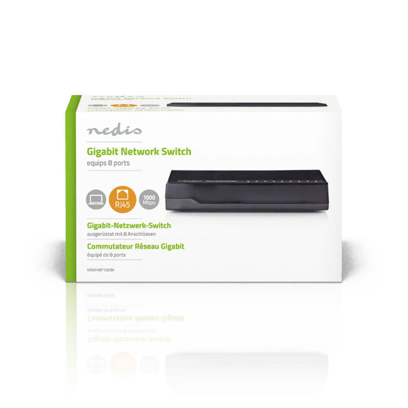 Nedis NSWH8P100BK Netwerkswitch 8 Poorten 1 Gbps Led-indicatielampjes