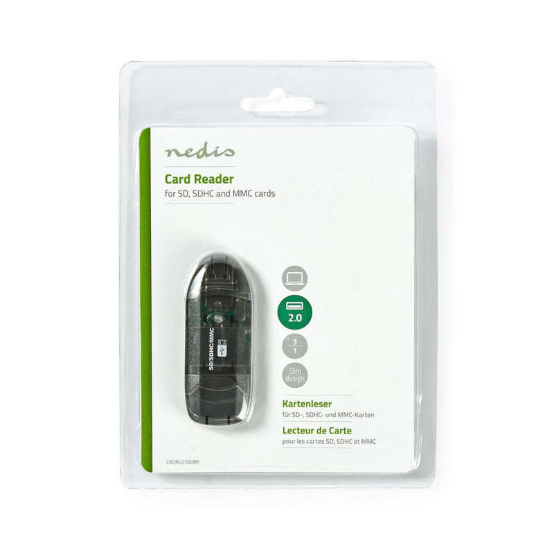 Nedis CRDRU2100BK Kaartlezer Mmc / Sd / Sdhc Usb 2.0