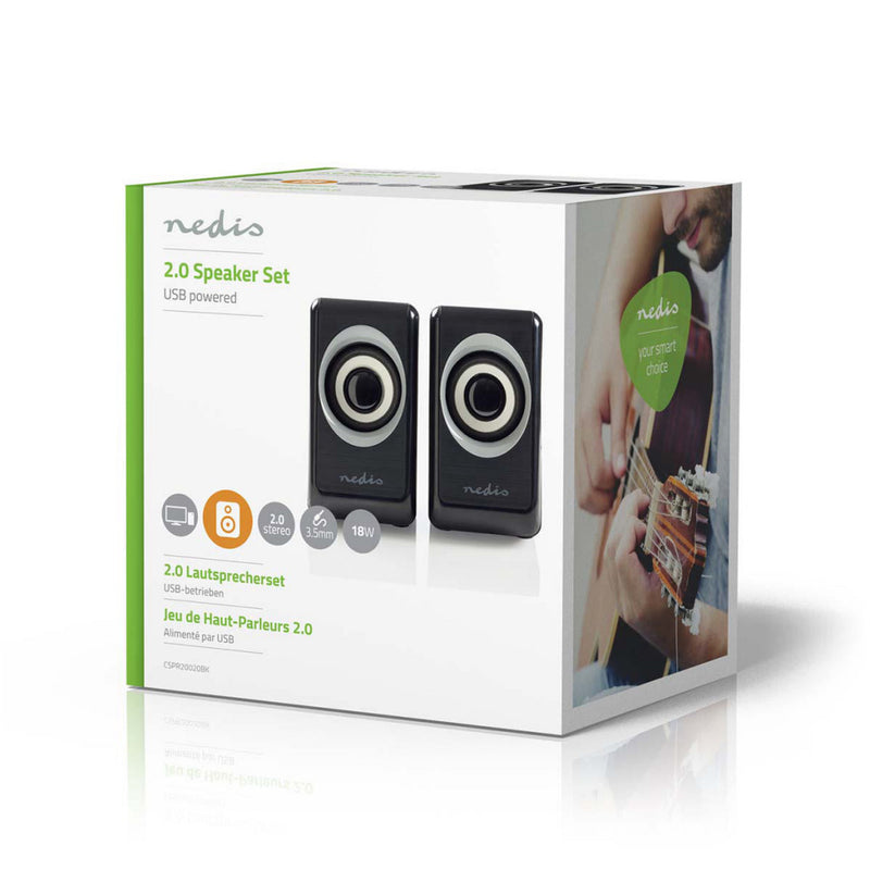 Nedis CSPR20020BK Pc-luidspreker 2.0 18 W 3,5 Mm Jack