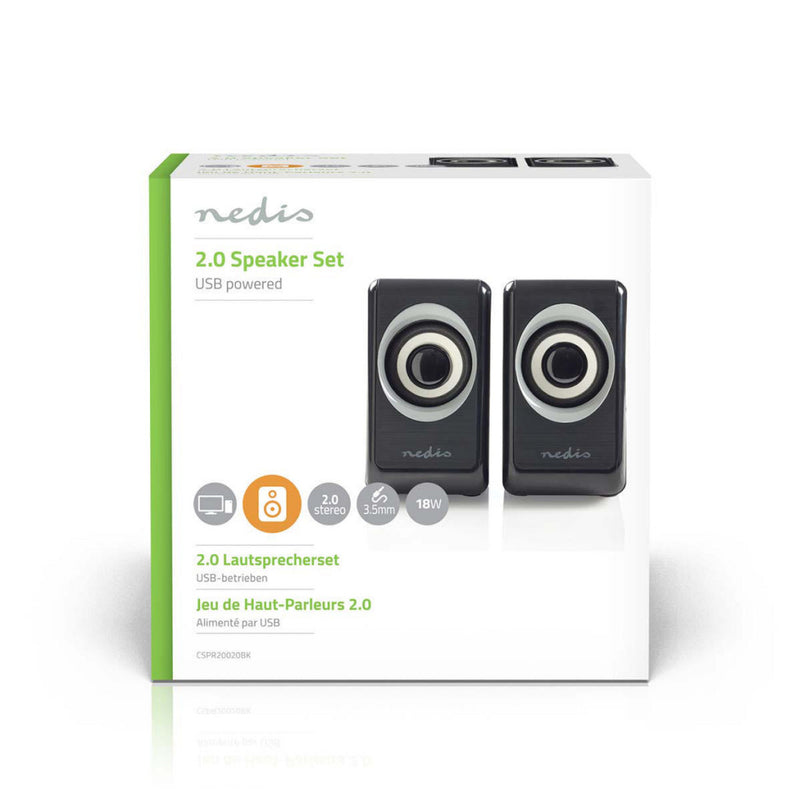 Nedis CSPR20020BK Pc-luidspreker 2.0 18 W 3,5 Mm Jack
