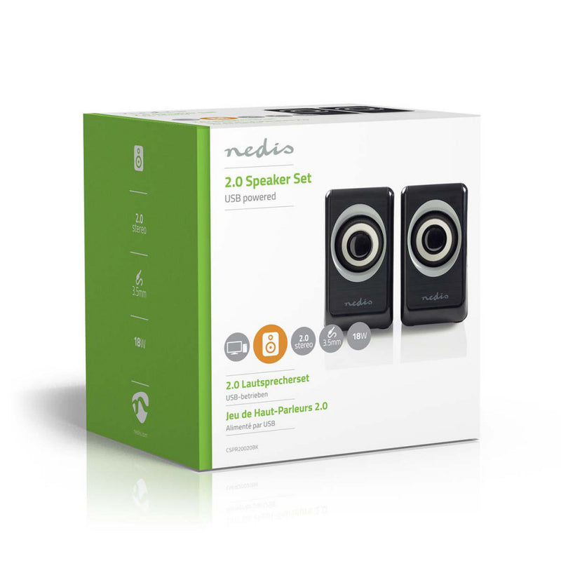 Nedis CSPR20020BK Pc-luidspreker 2.0 18 W 3,5 Mm Jack