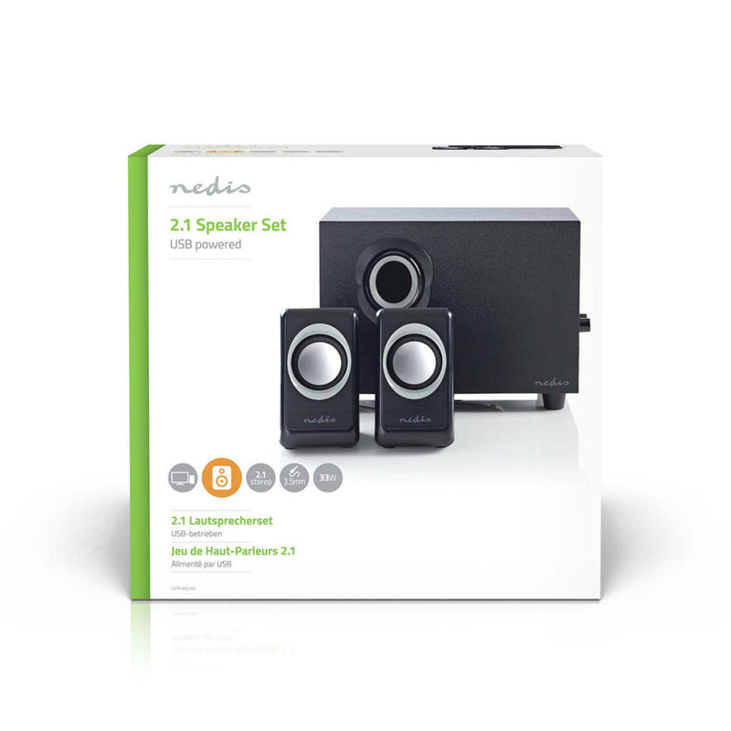 Nedis CSPR10021BK Pc Speaker 2.1 33 W 3.5mm Jack