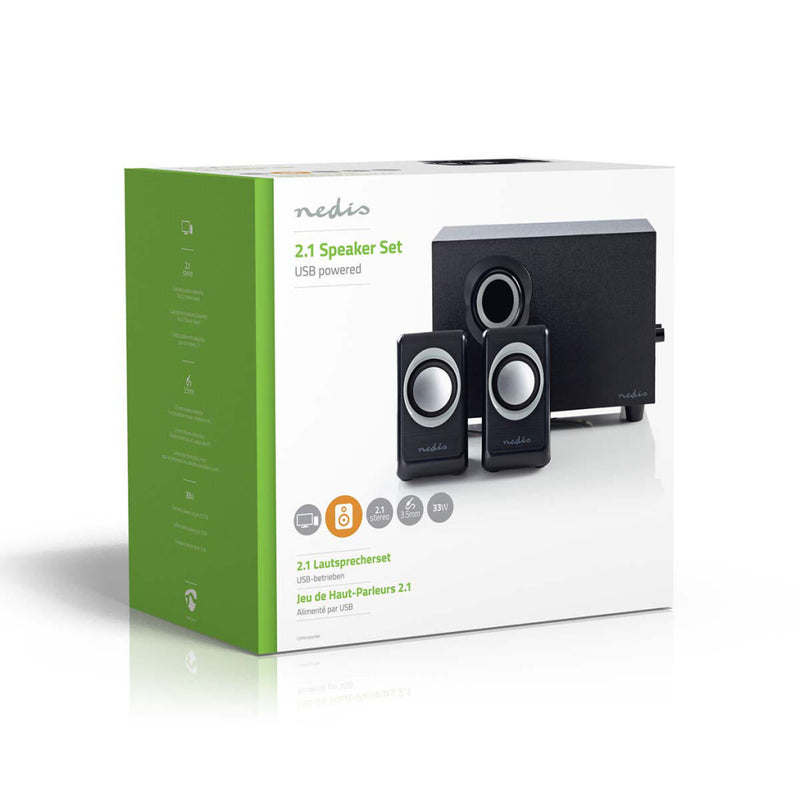 Nedis CSPR10021BK Pc Speaker 2.1 33 W 3.5mm Jack