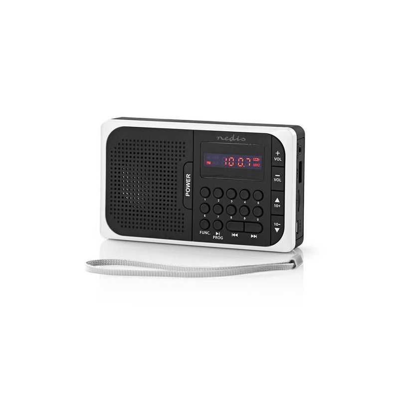 Nedis RDFM2100WT Fm-radio 3,6 W Usb-poort & Microsd-kaartsleuf Zwart / Wit