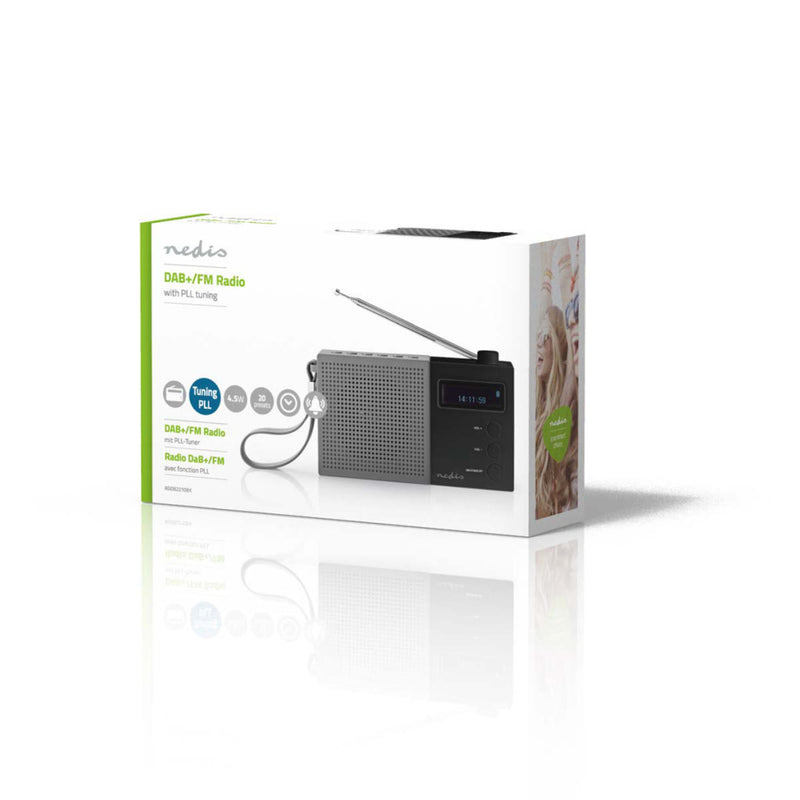 Nedis RDDB2210BK Digitale Dab+ Radio 4,5 W Fm Klok & Alarm Grijs / Zwart