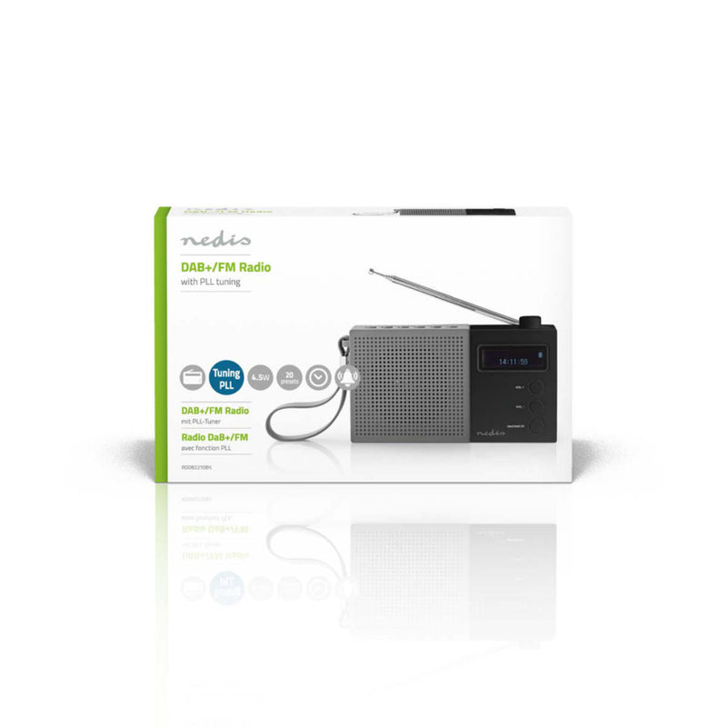 Nedis RDDB2210BK Digitale Dab+ Radio 4,5 W Fm Klok & Alarm Grijs / Zwart