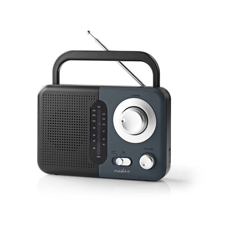 Nedis RDFM1300GY Fm-radio 2,4 W Draaggreep Zwart / Grijs