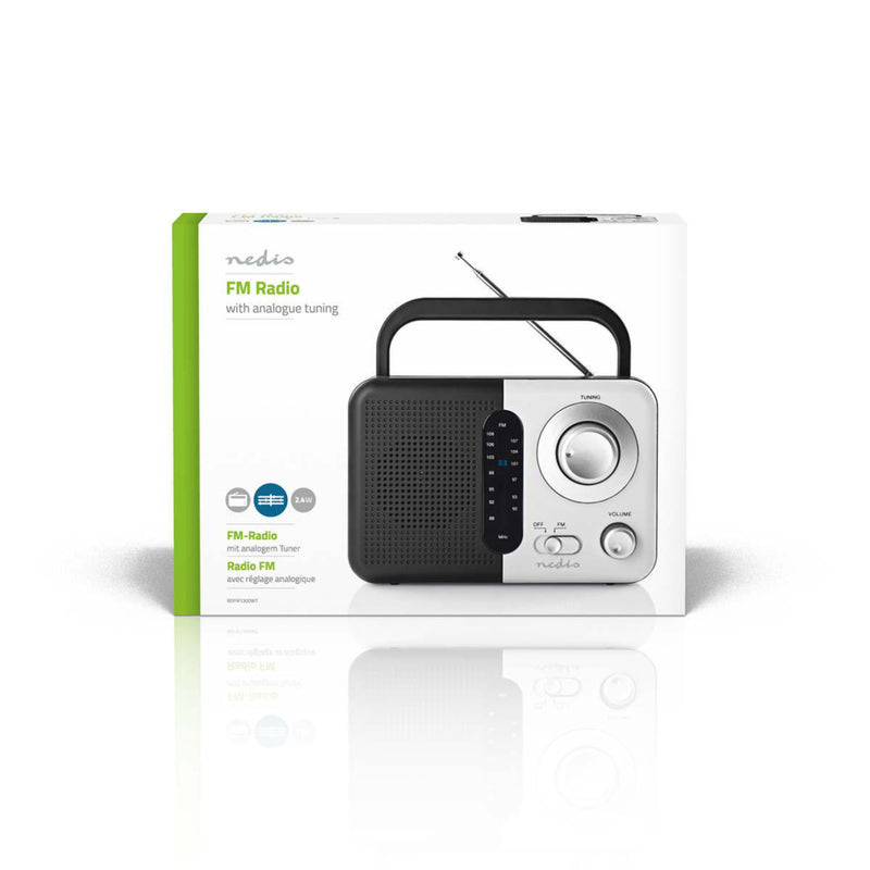 Nedis RDFM1300WT Fm-radio 2,4 W Draaggreep Zwart / Wit
