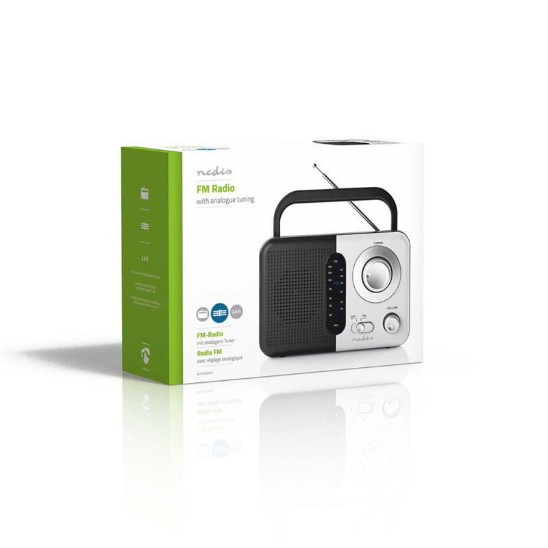 Nedis RDFM1300WT Fm-radio 2,4 W Draaggreep Zwart / Wit