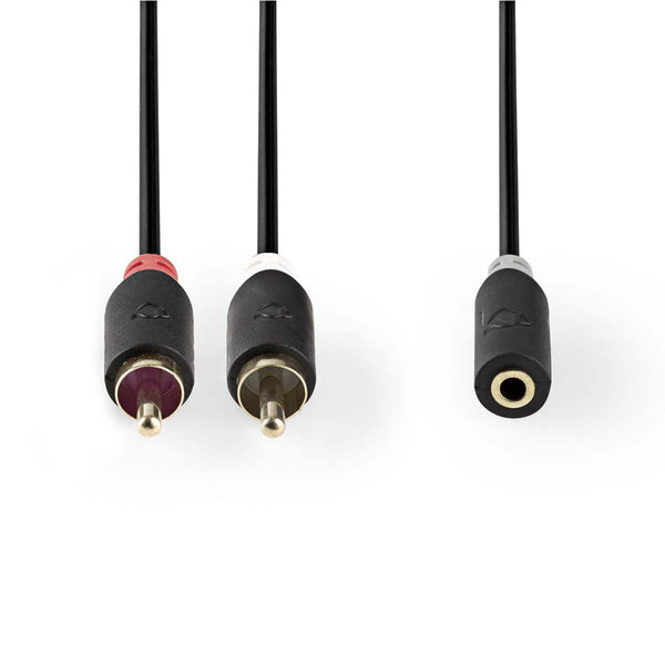 Nedis CABP22255AT02 Stereo Audiokabel 2x Rca Male - 3,5 Mm Female 0,2 M Antraciet