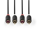 Nedis CABP24200AT10 Stereo Audiokabel 2x Rca Male - 2x Rca Male 1,0 M Antraciet