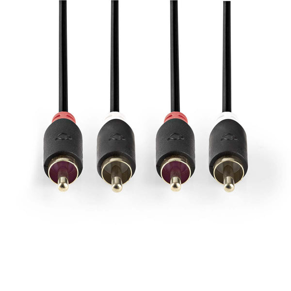 Nedis CABP24200AT10 Stereo Audiokabel 2x Rca Male - 2x Rca Male 1,0 M Antraciet
