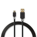 Nedis CCBP60500AT20 Usb-kabel Usb-a Male Usb Micro-b Male Verguld 2.00 M Rond Pvc Antraciet Polybag