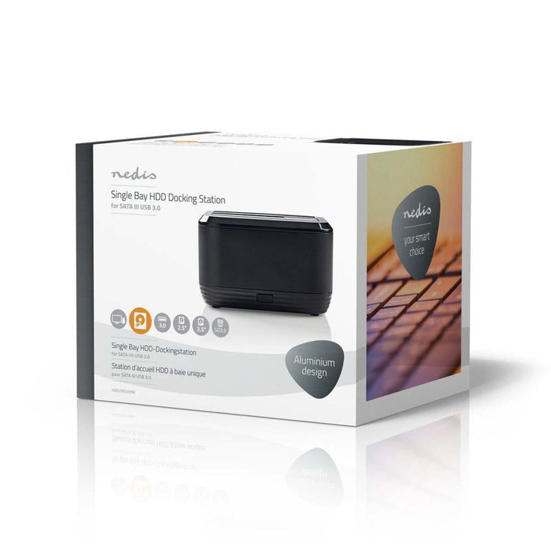 Nedis HDDUSB3200BK Harde Schijf-dockingstation Usb 3.0 Sata Single Bay Met Voedingsadapter