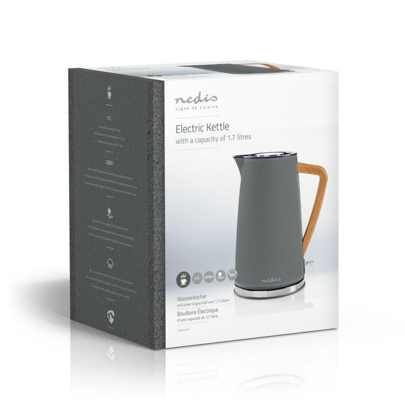 Nedis KAWK510EGY Waterkoker 1,7L 2200W Soft-Touch Grijs