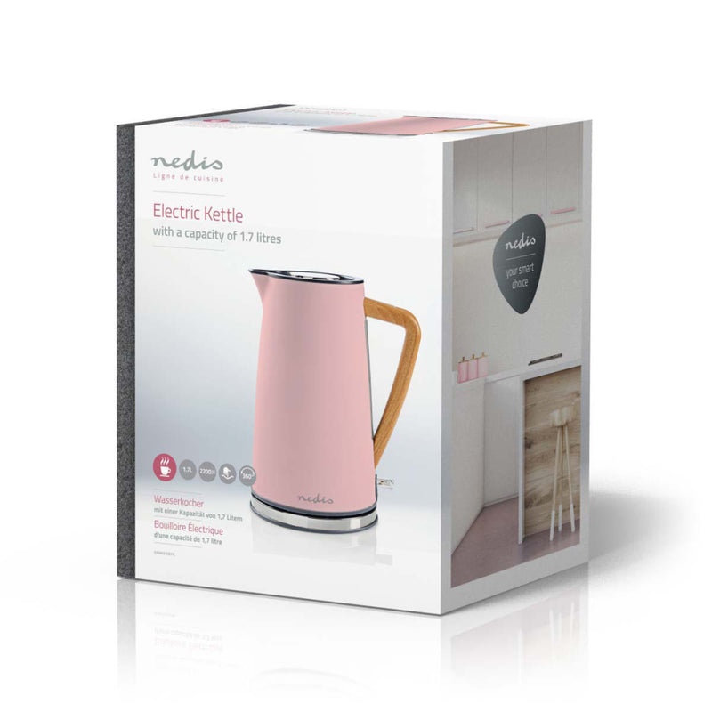 Nedis KAWK510EPK Waterkoker 1,7L 2200W Soft-Touch Roze