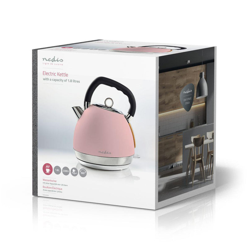 Nedis KAWK520EPK Waterkoker 1,8L 2200W Soft-Touch Roze