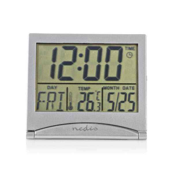 Nedis CLDK002SR Digitale Reiswekker Datum/temperatuur Zilver