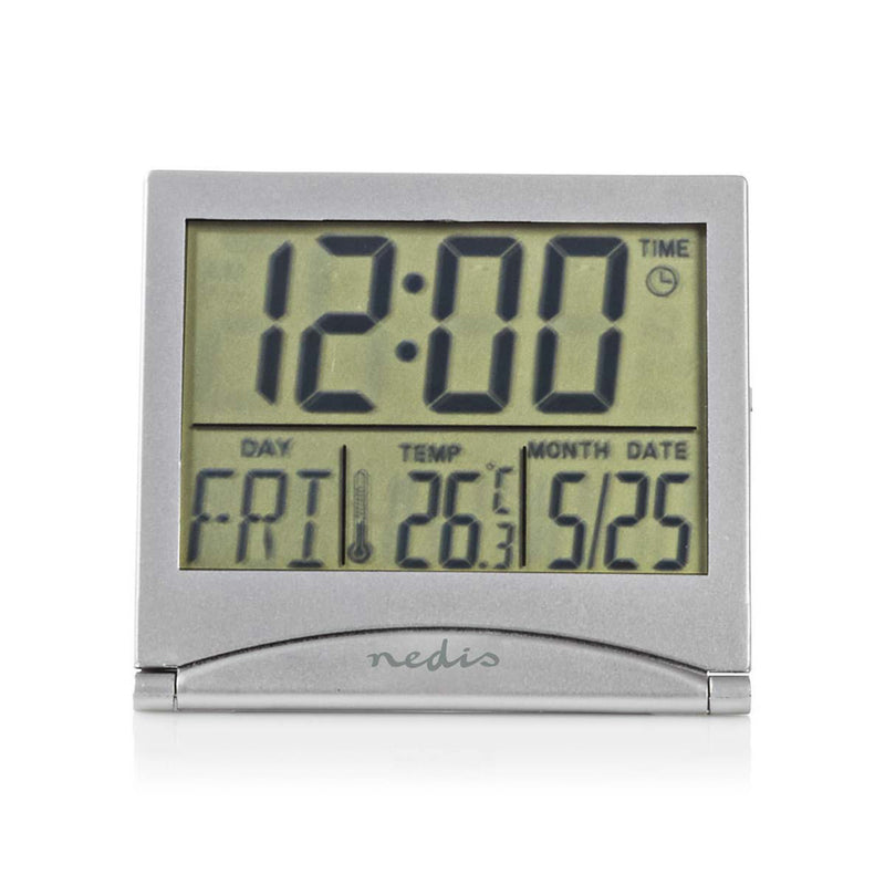 Nedis CLDK002SR Digitale Reiswekker Datum/temperatuur Zilver