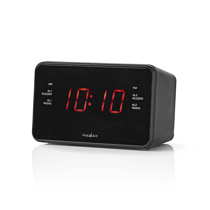 Nedis CLAR002BK Digitale Wekkerradio Led Van 0,9&quot; Fm 20 Voorkeuze-instellingen Sluimeren