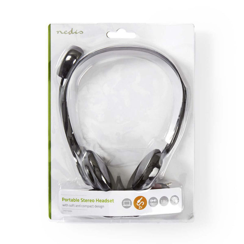 Nedis CHST100BK Pc-headset On-ear 2x 3,5 Mm Connectoren 2,0 M Zwart