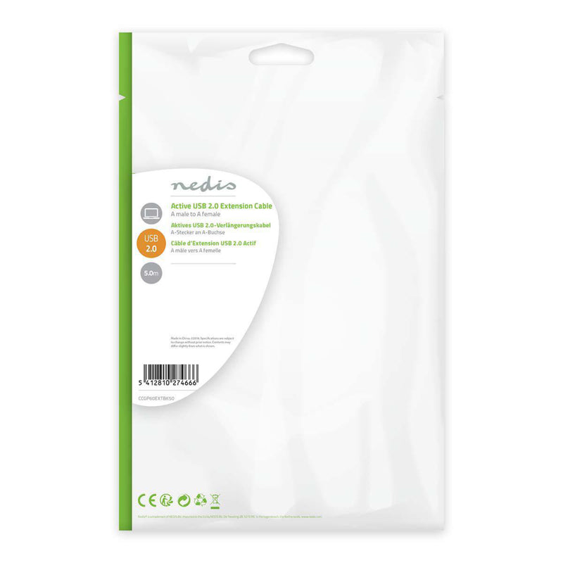 Nedis CCGP60EXTBK50 Actieve Usb 2.0-verlengkabel A Male - A Female 5,0 M Zwart