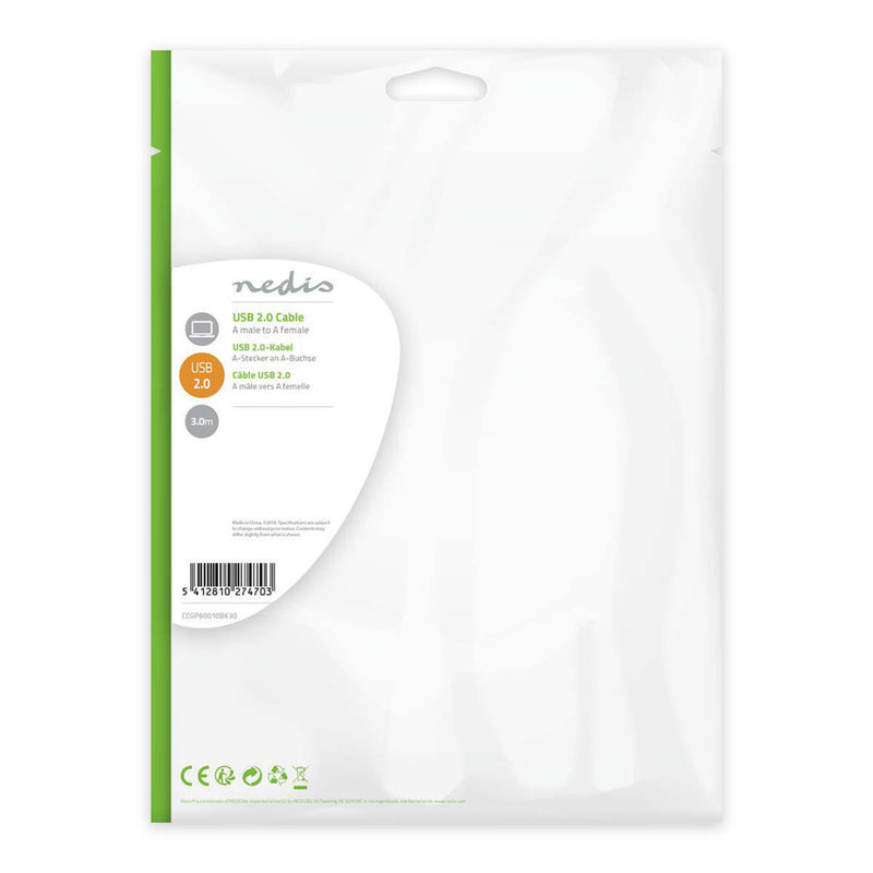 Nedis CCGP60010BK30 Usb 2.0-kabel A Male - A Female 3,0 M Zwart