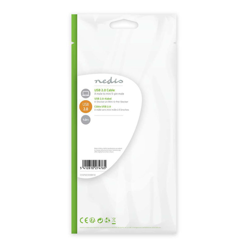 Nedis CCGP60300BK10 Usb 2.0-kabel A Male - Mini 5-pins Male 1,0 M Zwart
