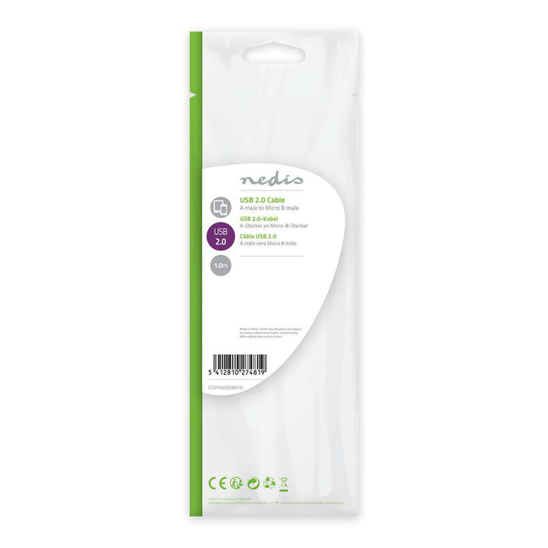 Nedis CCGP60500BK10 Usb 2.0-kabel A Male - Micro-b Male 1,0 M Zwart