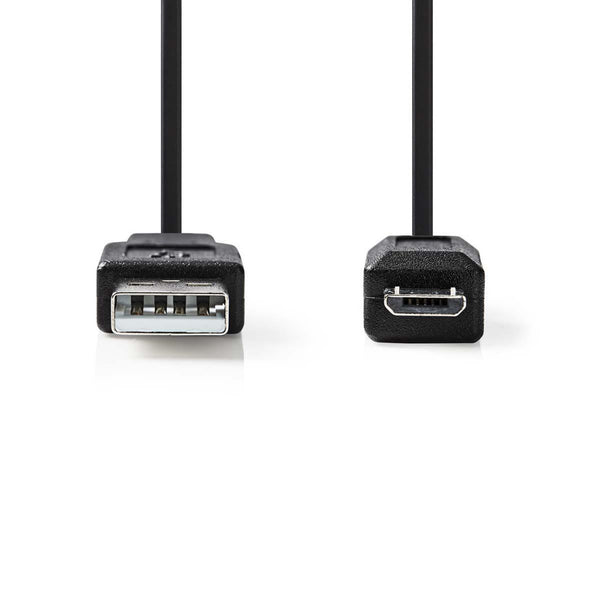 Nedis CCGP60540BK20 Usb 2.0-spiraalkabel A Male - Micro-b Male 2,0 M Zwart