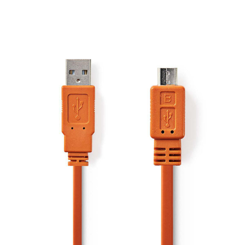 Nedis CCGP60410OG10 Usb-kabel Usb 2.0 Usb-a Male Usb Micro-b Male 480 Mbps Vernikkeld 1.00 M Plat P