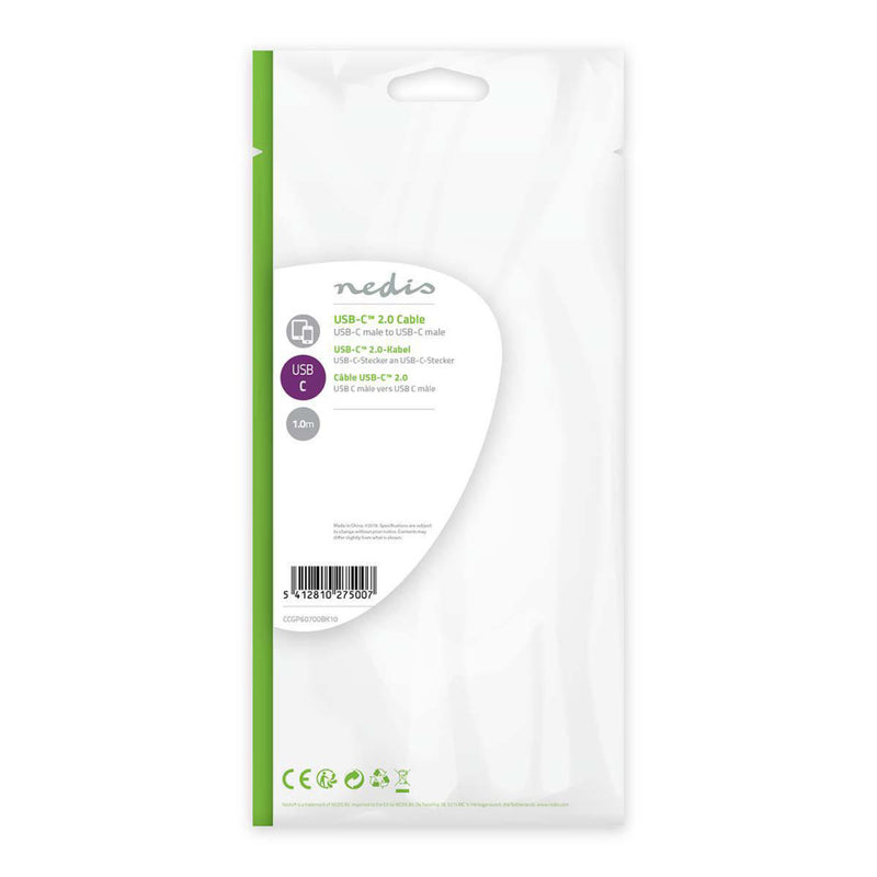 Nedis CCGP60700BK10 Usb 2.0-kabel Type-c? Male - Type-c? Male 1,0 M Zwart