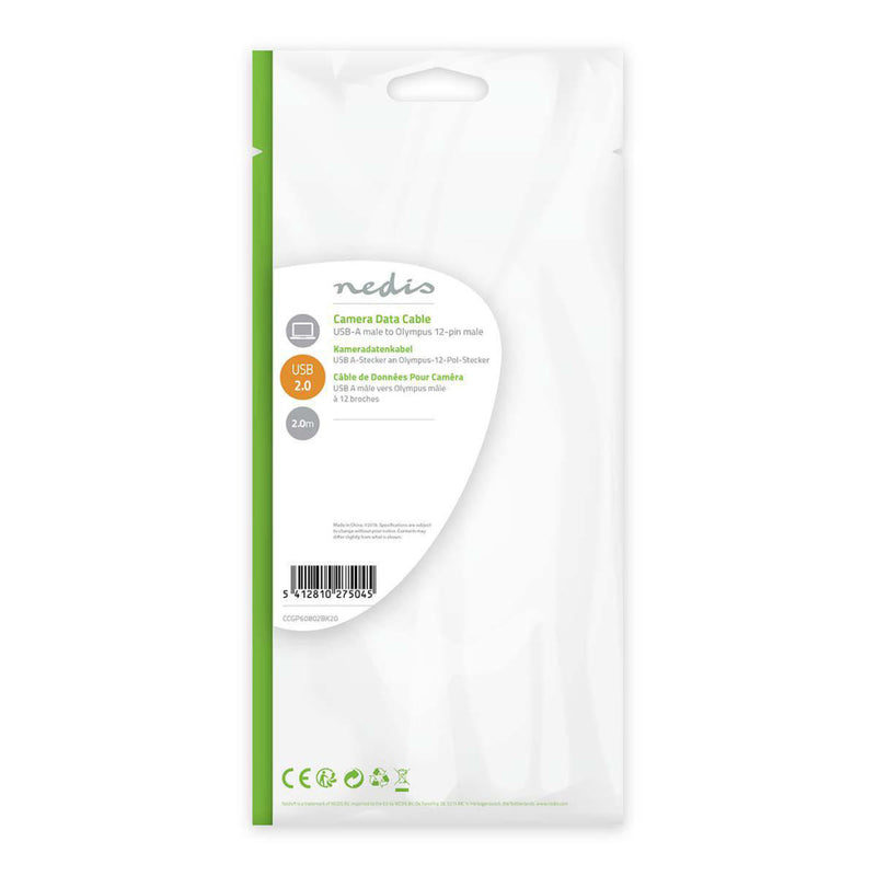 Nedis CCGP60802BK20 Datakabel Voor Camera's Usb-a Male - Olympus 12-pins Male 2,0 M Zwart