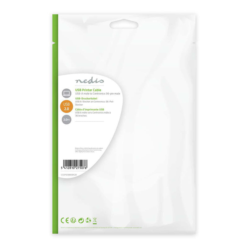 Nedis CCGP60880BK20 Printerkabel Usb Usb-a Male - Centronics 36-pins Male 2,0 M Zwart