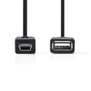 Nedis CCGP60315BK02 On-the-go Usb 2.0-kabel Mini 5-pins Male - A Female 0,2 M Zwart