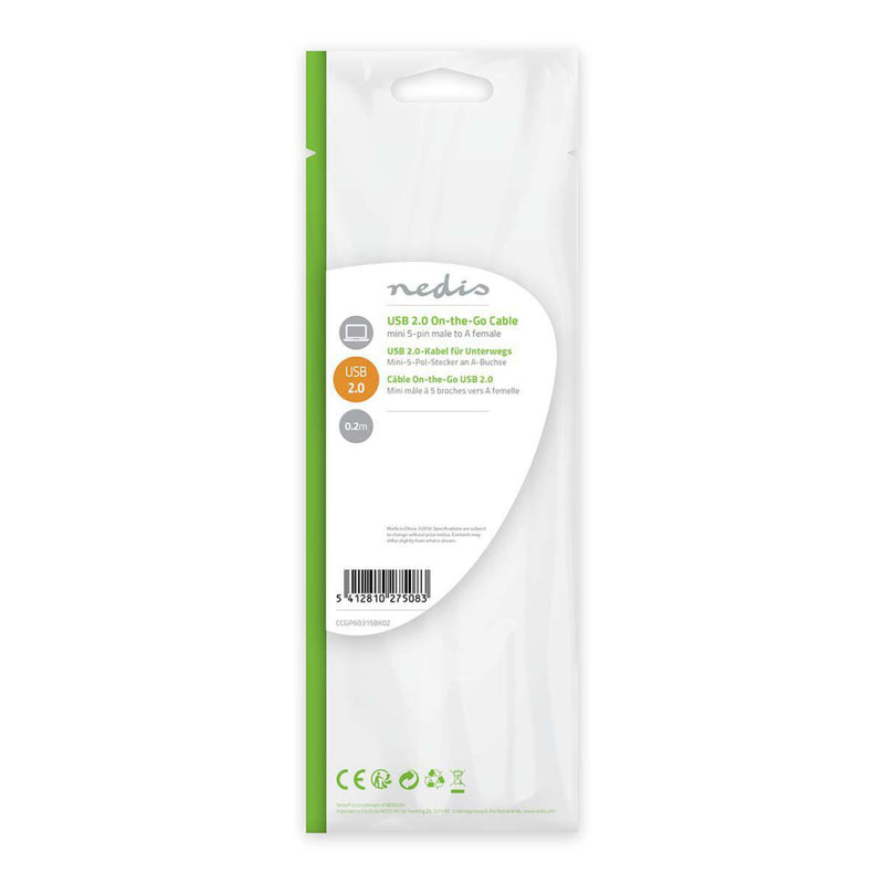 Nedis CCGP60315BK02 On-the-go Usb 2.0-kabel Mini 5-pins Male - A Female 0,2 M Zwart