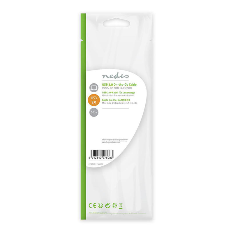 Nedis CCGP60315BK02 On-the-go Usb 2.0-kabel Mini 5-pins Male - A Female 0,2 M Zwart