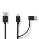 Nedis CCGP60610BK10 2-in-1 Sync And Charge-kabel Usb-a Male - Micro-b Male / Type-c? Male 1,0 M Zwa