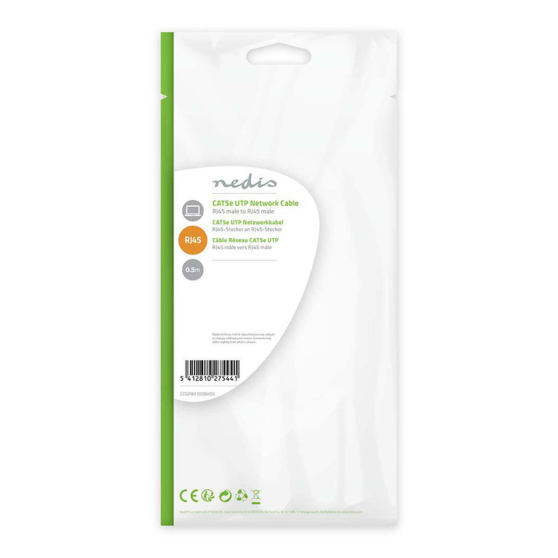 Nedis CCGP85100BK05 Cat5e Utp-netwerkkabel Rj45 Male - Rj45 Male 0,5 M Zwart