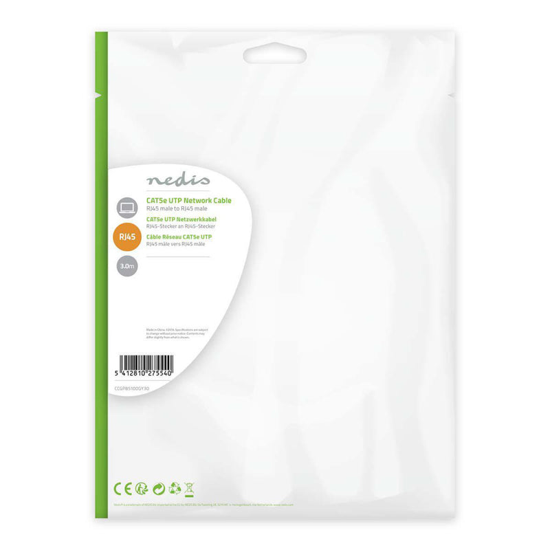 Nedis CCGP85100GY30 Cat5e Utp-netwerkkabel Rj45 Male - Rj45 Male 3,0 M Grijs
