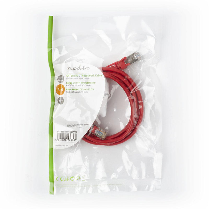 Nedis CCGP85121RD15 Cat5e Sf/utp-netwerkkabel Rj45 Male - Rj45 Male 1,5 M Rood