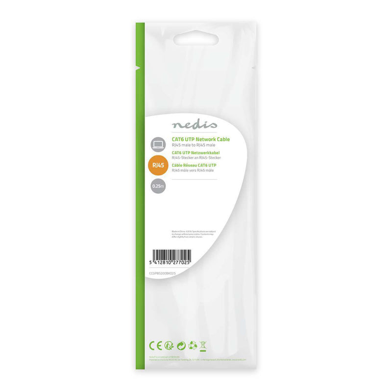 Nedis CCGP85200BK025 Cat6 Utp-netwerkkabel Rj45 Male - Rj45 Male 0,25 M Zwart