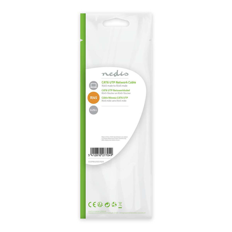 Nedis CCGP85200GY025 Cat6 Utp-netwerkkabel Rj45 Male - Rj45 Male 0,25 M Grijs