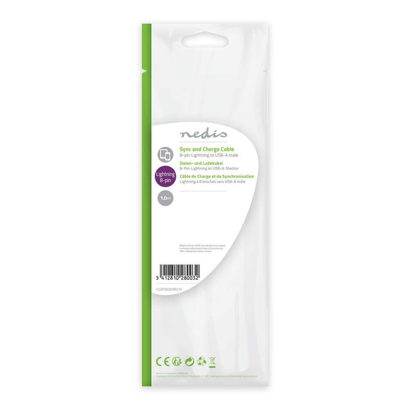 Nedis CCGP39300BU10 Sync And Charge-kabel Apple Lightning 8-pins Male - Usb-a Male 1,0 M Blauw