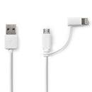 Nedis CCGP39400WT10 2-in-1 Sync And Charge-kabel Usb-a Male - Micro-b Male / Apple Lightning 8-pins