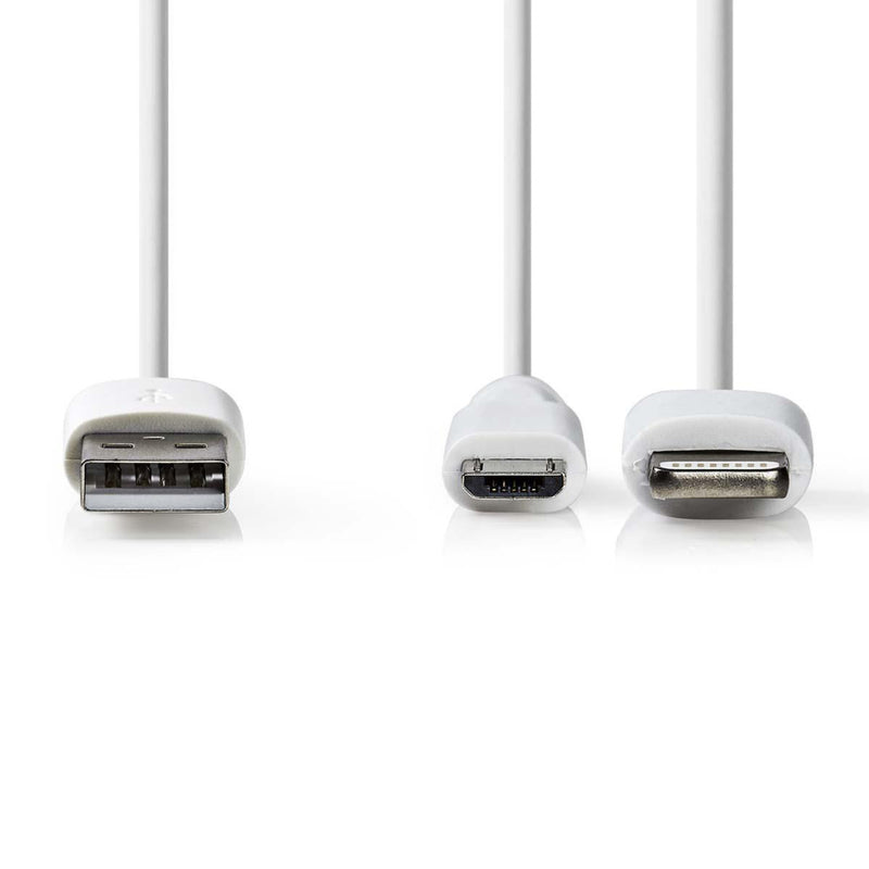 Nedis CCGP39400WT10 2-in-1 Sync And Charge-kabel Usb-a Male - Micro-b Male / Apple Lightning 8-pins