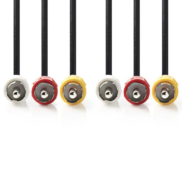 Nedis CVGP24300BK10 Composiet Videokabel 3x Rca Male - 3x Rca Male 1,0 M Zwart