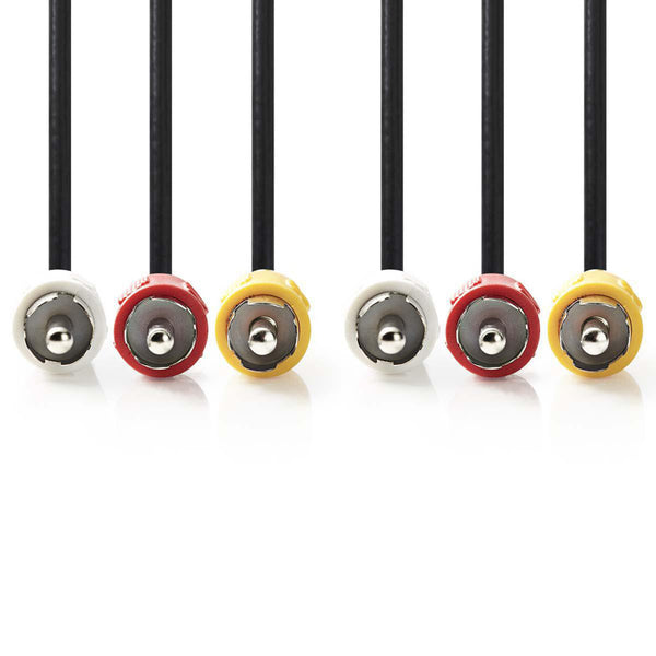 Nedis CVGP24300BK100 Composiet Videokabel 3x Rca Male - 3x Rca Male 10 M Zwart